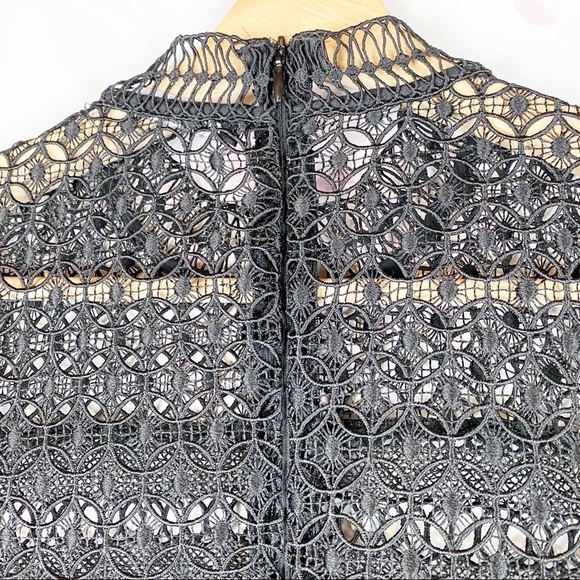ZARA Black Crochet Lace Ruffle Blouse S - Picture 7 of 8
